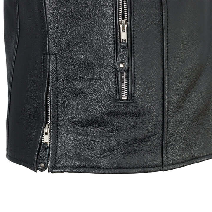 Ace - Men's Motorcycle Clean Café Style Leather Jack - Skootdog.com