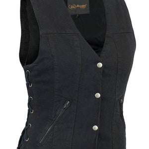 DM906BK Women's Single Back Panel Concealed Carry Denim Vest - Skootdog.com